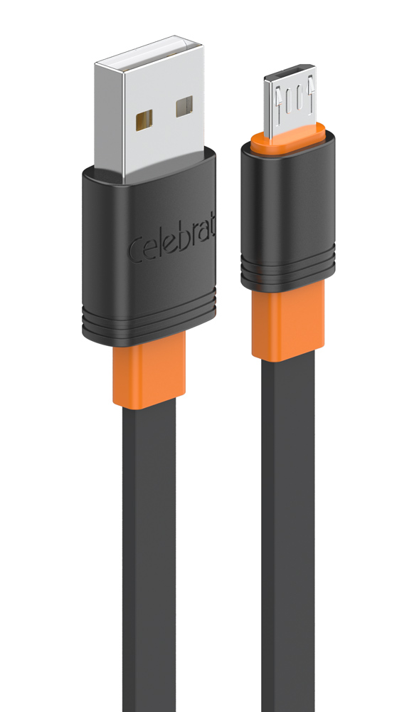 CELEBRAT καλώδιο micro USB σε USB CB-33M, flat, 10.5W, 1m, μαύρο -κωδικός CB-33A-M-BK