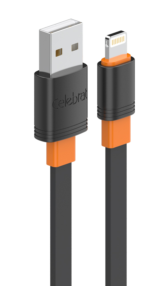 CELEBRAT καλώδιο Lightning σε USB CB-33L, flat, 12W, 1m, μαύρο -κωδικός CB-33A-L-BK