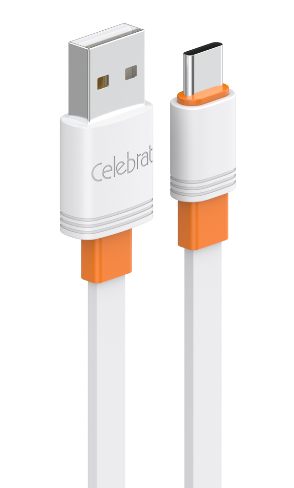 CELEBRAT καλώδιο USB-C σε USB CB-33C, flat, 15W, 1m, λευκό -κωδικός CB-33A-C-WH