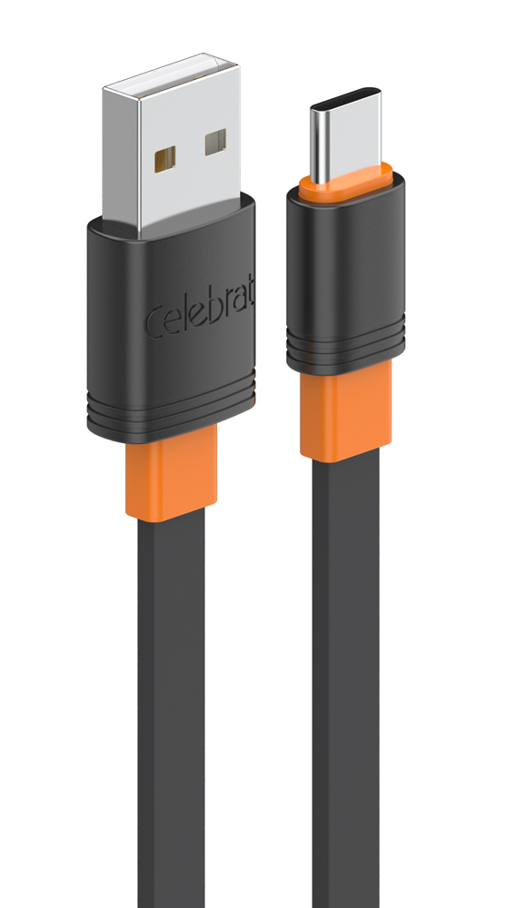 CELEBRAT καλώδιο USB-C σε USB CB-33C, flat, 15W, 1m, μαύρο -κωδικός CB-33A-C-BK
