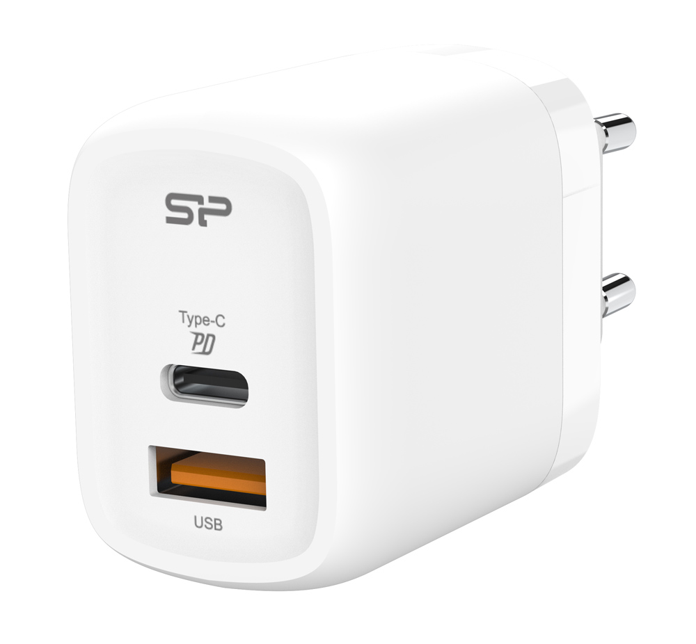 SILICON POWER φορτιστής τοίχου QM25, USB & USB-C, 30W PD, λευκός -κωδικός SP30WASYQM252PCW