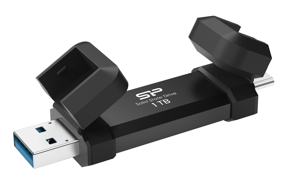 SILICON POWER εξωτερικός SSD DS72, USB/USB-C, 1TB, 1050-850MBps, μαύρο -κωδικός SP001TBUC3S72V1K