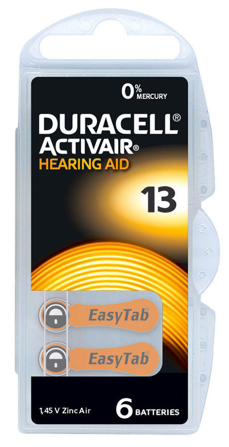 DURACELL μπαταρίες ακουστικών βαρηκοΐας Activair 13, 1.45V, 6τμχ -κωδικός D13