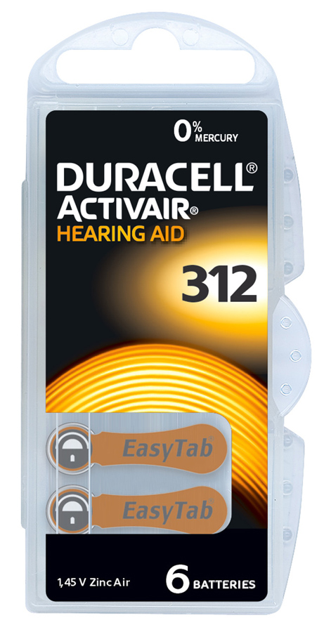 DURACELL μπαταρίες ακουστικών βαρηκοΐας Activair 312, 1.45V, 6τμχ -κωδικός D312