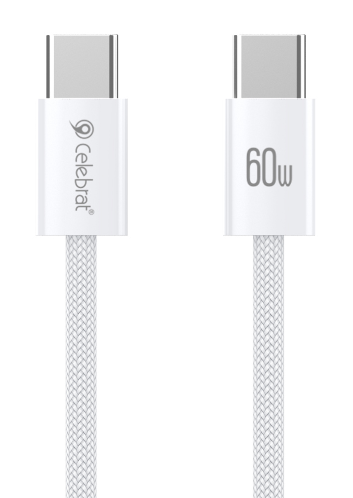 CELEBRAT καλώδιο USB-C U600, 60W, 480Mbps, 1m, λευκό -κωδικός U600-WH