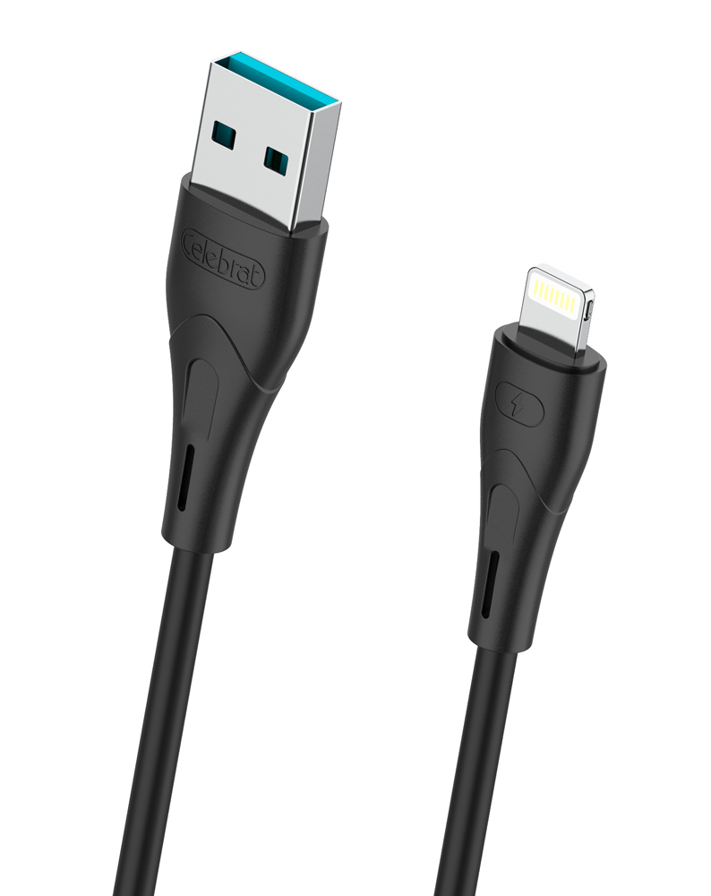 CELEBRAT καλώδιο Lightning σε USB CB-18I, 15W 2.4A, 480Mbps, 1m, μαύρο -κωδικός CB-18I-BK