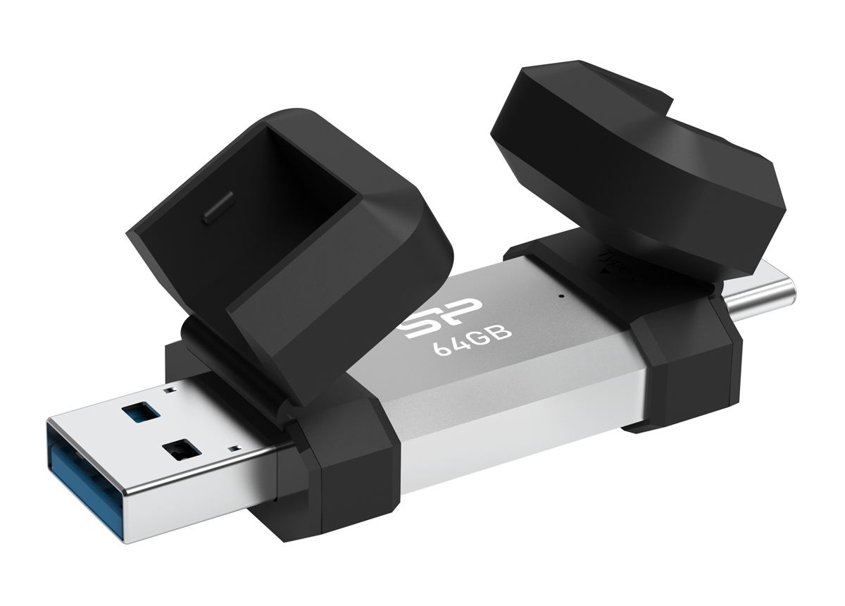 SILICON POWER USB Flash Drive C51, USB/USB-C, 64GB, 120MBps, ασημί -κωδικός SP064GBUC3C51V1S