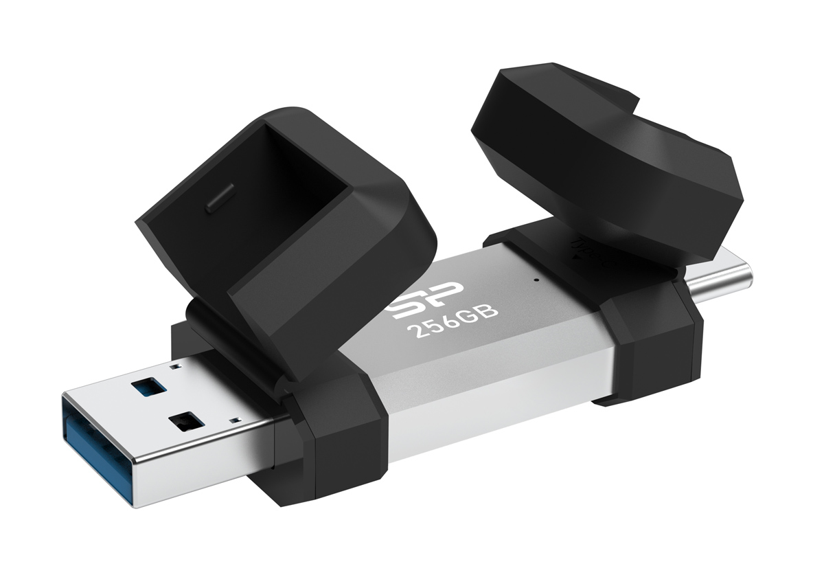 SILICON POWER USB Flash Drive C51, USB/USB-C, 256GB, 200MBps, ασημί -κωδικός SP256GBUC3C51V1S