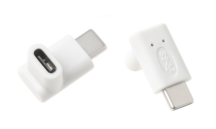 POWERTECH αντάπτορας USB-C αρσενικό σε θηλυκό CAB-U099, 90°, λευκός -κωδικός CAB-U099