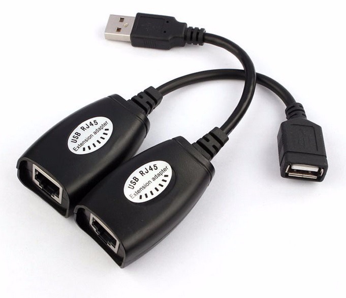 POWERTECH USB extender CAB-N098 μέσω καλωδίου RJ45, μαύρο -κωδικός CAB-N098