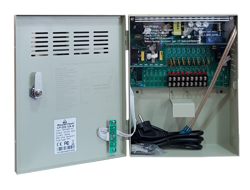 POWERTECH τροφοδοτικό CP1209-10A-B για CCTV-Alarm, DC12V 10A, 9 κανάλια -κωδικός CP1209-10A-B