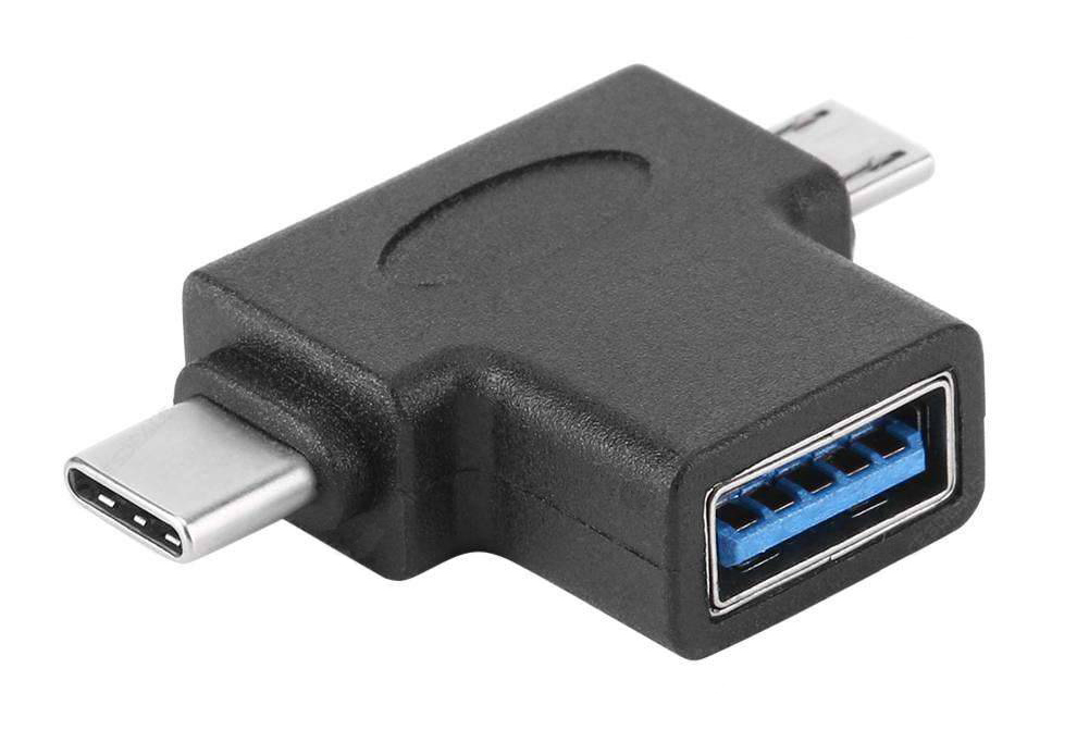 POWERTECH αντάπτορας USB σε USB-C & Micro USB CAB-U117, 5Gbps, μαύρος -κωδικός CAB-U117
