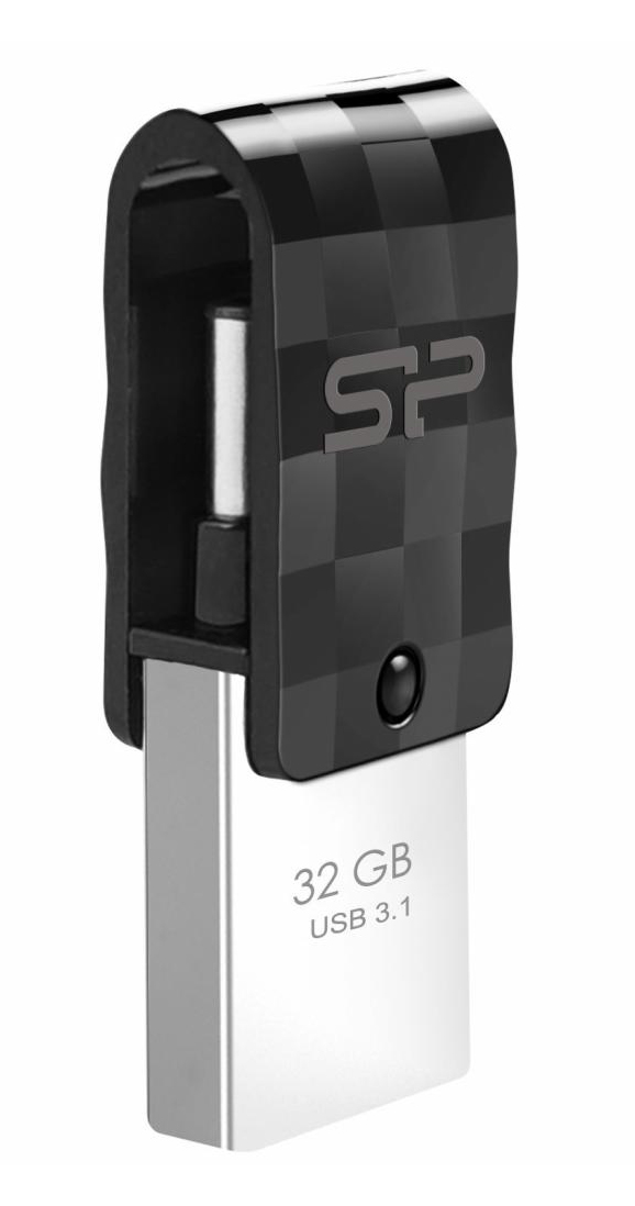 SILICON POWER Dual USB Flash Drive C31, USB 3.2 & USB-C, 32GB, μαύρο -κωδικός SP032GBUC3C31V1K
