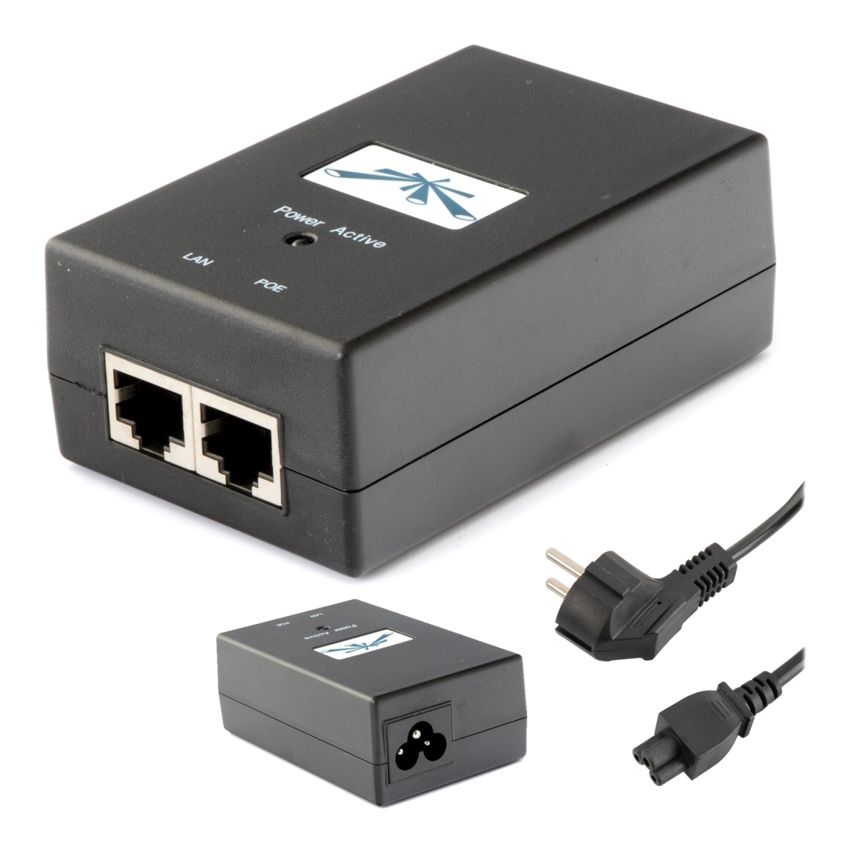 UBIQUITI PoE adapter POE-48 με power cable, 48VDC, 0.5A, 24W -κωδικός POE-48