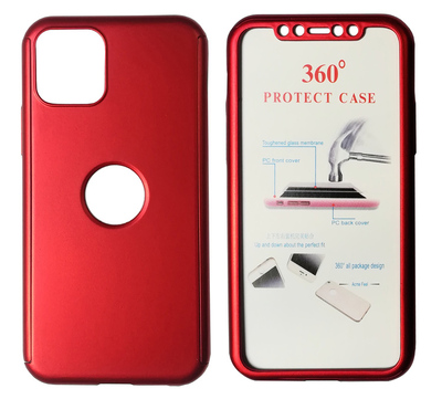 POWERTECH Θήκη Body 360° με Tempered Glass, iPhone 11 Pro Max, κόκκινη