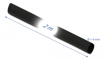 DELOCK Θερμοσυστελλόμενο μονωτικό για καλώδια 20665, 2mx6mm, 4:1 μαύρο