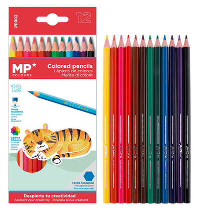 MP χρωματιστές ξυλομπογιές PP802, 12τμχ