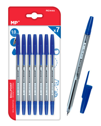 MP στυλό διαρκείας PE144A, 1mm, μπλε, 7τμχ