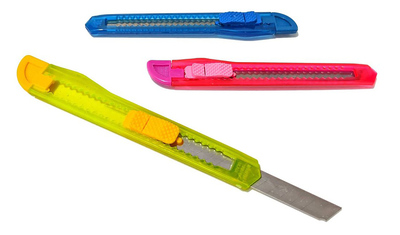 POWERTECH πλαστικό κοπίδι με ασφάλεια KNF-0004, 3 χρώματα, 12τμχ