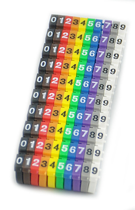 POWERTECH Clip αρίθμησης καλωδίου Νο 0-9, Color, 10τεμ.