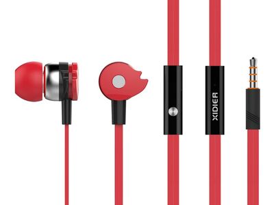 CELEBRAT earphones με μικρόφωνο D1, 3.5mm, Φ10mm, 1.2m flat, κόκκινα