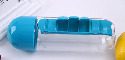 θήκη για χάπια TMV-0036 με δυνατότητα αποθήκευσης νερού, 600ml, μπλε