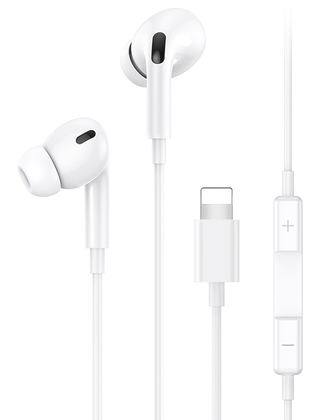USAMS earphones με μικρόφωνο EP-41, Lightning, Φ10mm, 1.2m, λευκά