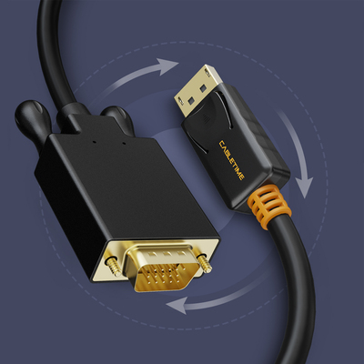 CABLETIME καλώδιο DisplayPort σε VGA CT-04G, 1080p, 1.8m, μαύρο