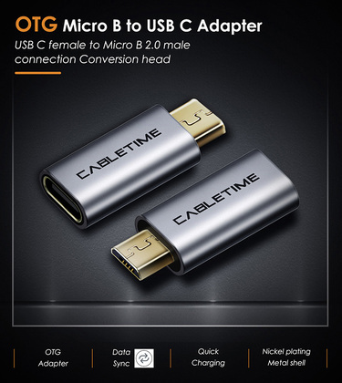 CABLETIME αντάπτορας micro USB σε USB-C CT-CFMCB, 480Mbps, γκρι