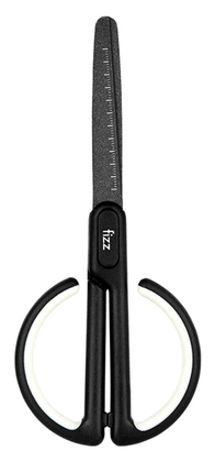 FIZZ ψαλίδι FZ212003-W με χάρακα, μεταλλική λεπίδα, 17cm, μαύρο-λευκό