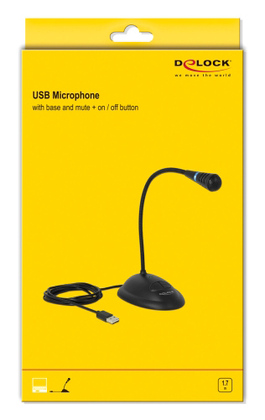 DELOCK μικρόφωνο με βάση και mute button 65871, USB, 1.7m, μαύρο