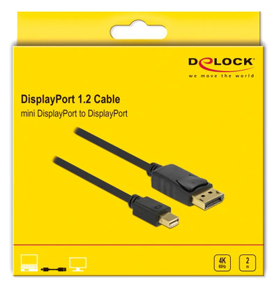 DELOCK καλώδιο DisplayPort σε DisplayPort Mini 82438, 4K/60Hz, 2m, μαύρο