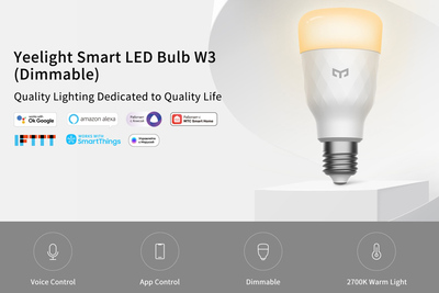YEELIGHT Smart λάμπα LED W3 YLDP007, Wi-Fi, 8W, E27, 2700K, warm white