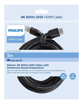 PHILIPS καλώδιο HDMI 2.0 SWV5551, 4K/60Hz, 18Gbps, CCS, 5m, μαύρο