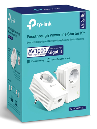 TP-LINK Powerline kit TL-PA7017P, Passthrough, AV1000 Gigabit, Ver. 4.0