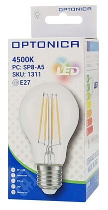 OPTONICA LED λάμπα A60 Filament 1311, 8W, 4500K, E27, 810lm