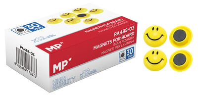 MP μαγνήτης smiley face PA488-03, 30mm, κίτρινος, 12τμχ