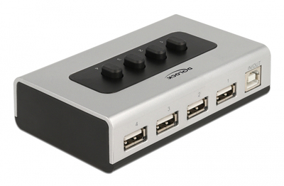 DELOCK USB switch 87762 σε USB Type B, 4 σε 1, bidirectional, ασημί
