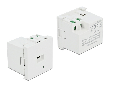 DELOCK module USB Type-C θύρα φόρτισης Easy 45 81312 18W, 45x45mm, λευκό