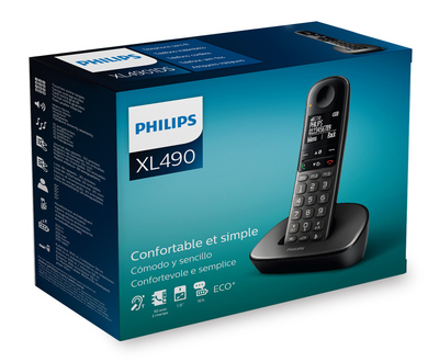 PHILIPS ασύρματο τηλέφωνο XL4901DS/34, με ελληνικό μενού, μαύρο