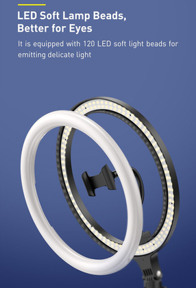 BASEUS φωτιστικό δαχτυλίδι LED CRZB12-B01, 12", χωρίς τρίποδα, μαύρο