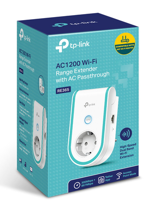 TP-LINK WiFi range extender RE365, με AC passthrough, AC1200, Ver. 1.0