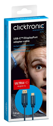 CLICKTRONIC καλώδιο DisplayPort σε USB Type-C 44931, 4K/60Hz, 1m, μπλε