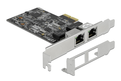 DELOCK κάρτα επέκτασης PCIe x2 σε 2x RJ45 89530, 2.5 Gbps, low profile