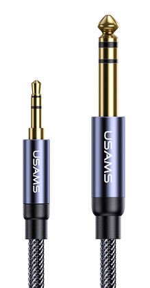 USAMS καλώδιο 3.5mm σε 6.35mm US-SJ539, gold-plated, 1.2m, μπλε