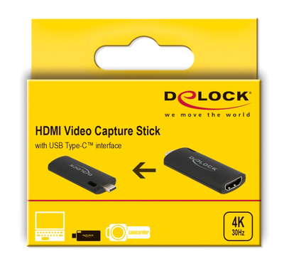 DELOCK video capture 88309, HDMI/USB-C σύνδεση, 4K/30Hz, μαύρο