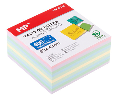 MP χαρτάκια σημειώσεων PN032-2, 90x90mm, 400τμχ, χρωματιστά
