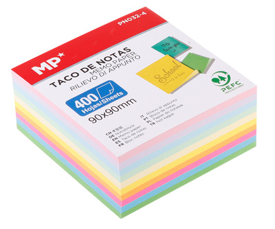 MP χαρτάκια σημειώσεων PN032-4, 90x90mm, 400τμχ, χρωματιστά
