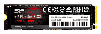 SILICON POWER SSD PCIe Gen3x4 M.2 2280 UD80, 250GB, 3.400-3.000MB/s