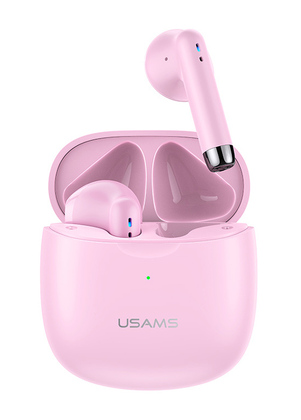 USAMS earphones IA04 με θήκη φόρτισης, True Wireless, Φ13mm, ροζ